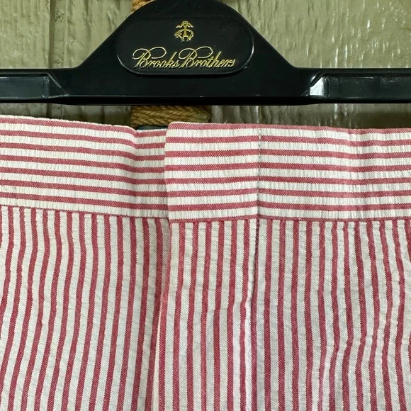 BERLE Men’s Red & White All Cotton Seersucker Flat Front 5” Alabama’ Shorts - 36 - Picture 7 of 11